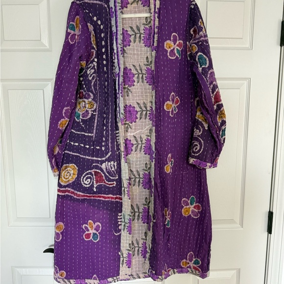 Floral Purple and Gray Kimono - Picture 4 of 10